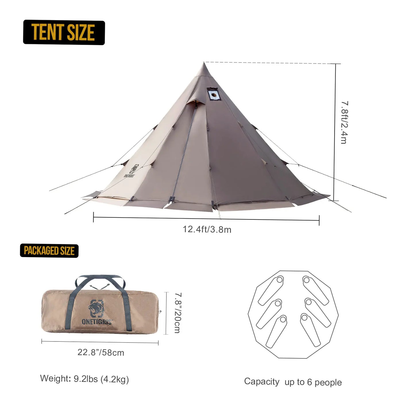 Experience rugged comfort in any season with the ONETIGRIS Rock Fortress Hot Tent, designed for camping, backpacking, fishing, and hiking.