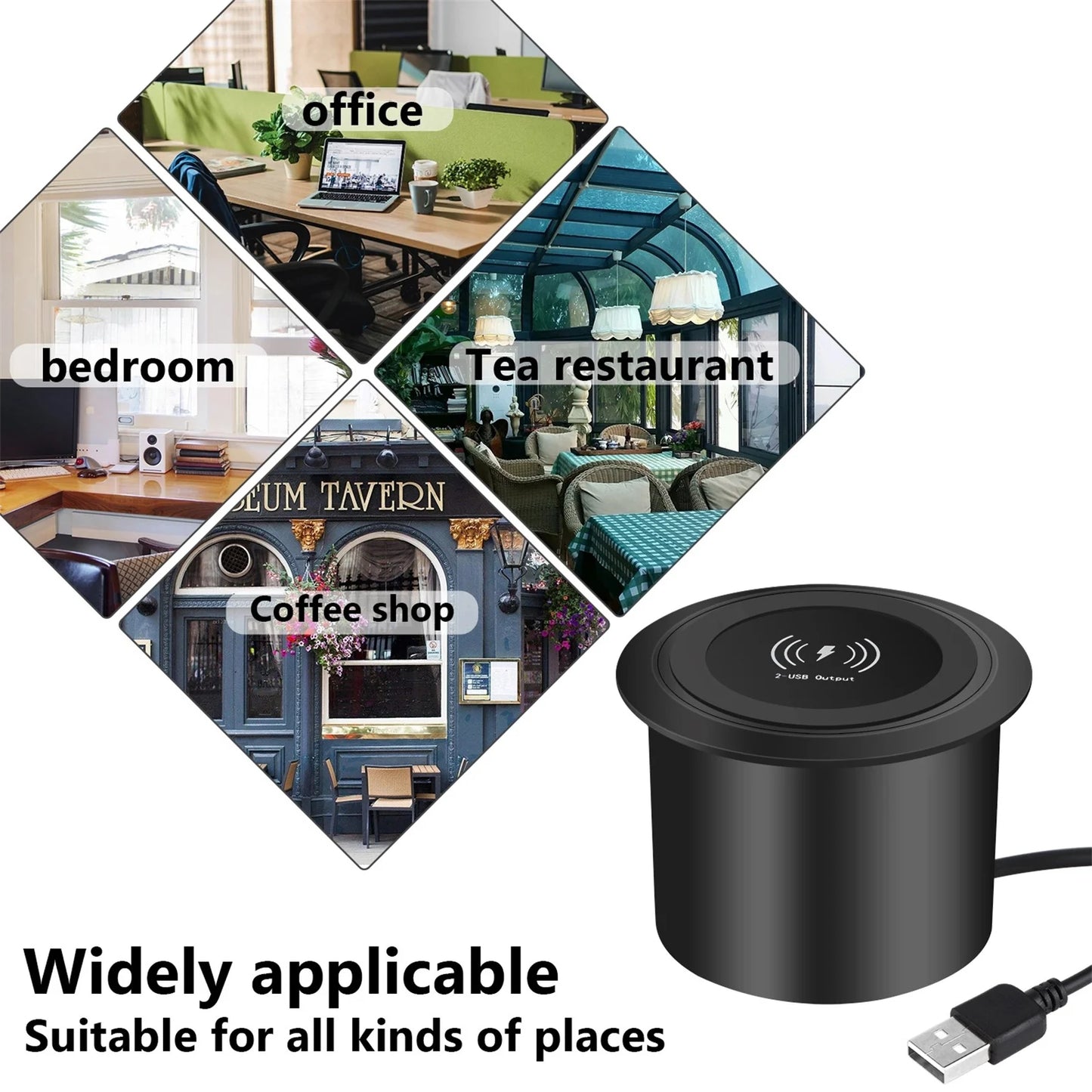 3 In 1 Embedded Wireless Charger For Phones USB Desktop Office