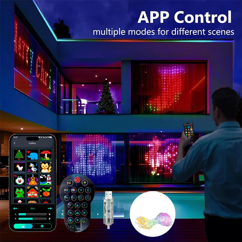 Turn any space into a dazzling, programmable atmosphere with the MIMIRGB Smart RGBIC Curtain Lights.