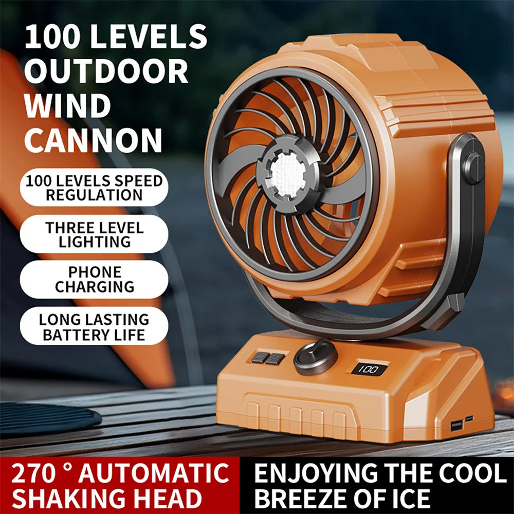 CURUK 20000mAh Camping Fan Portable Wireless Tent Circulator With LED Light