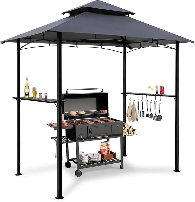 From XMSJ, you can create a stylish outdoor dining zone with this 8x5 grill gazebo canopy that shields your BBQ setup from sun and rain.