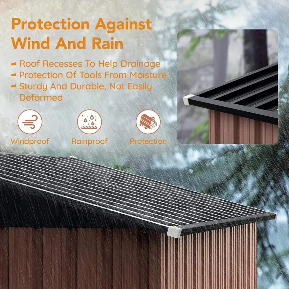 Garden Storage Shed With Lockable Door Steel Sloping Roof