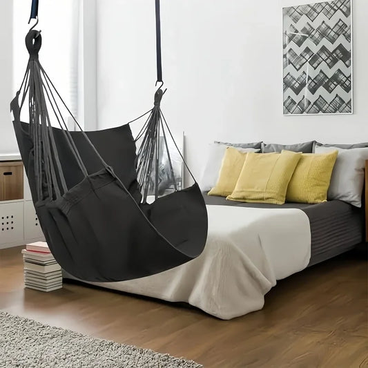 Portable Hammock Swing Chair With Canvas Bed And Storage Bag For Indoor Outdoor