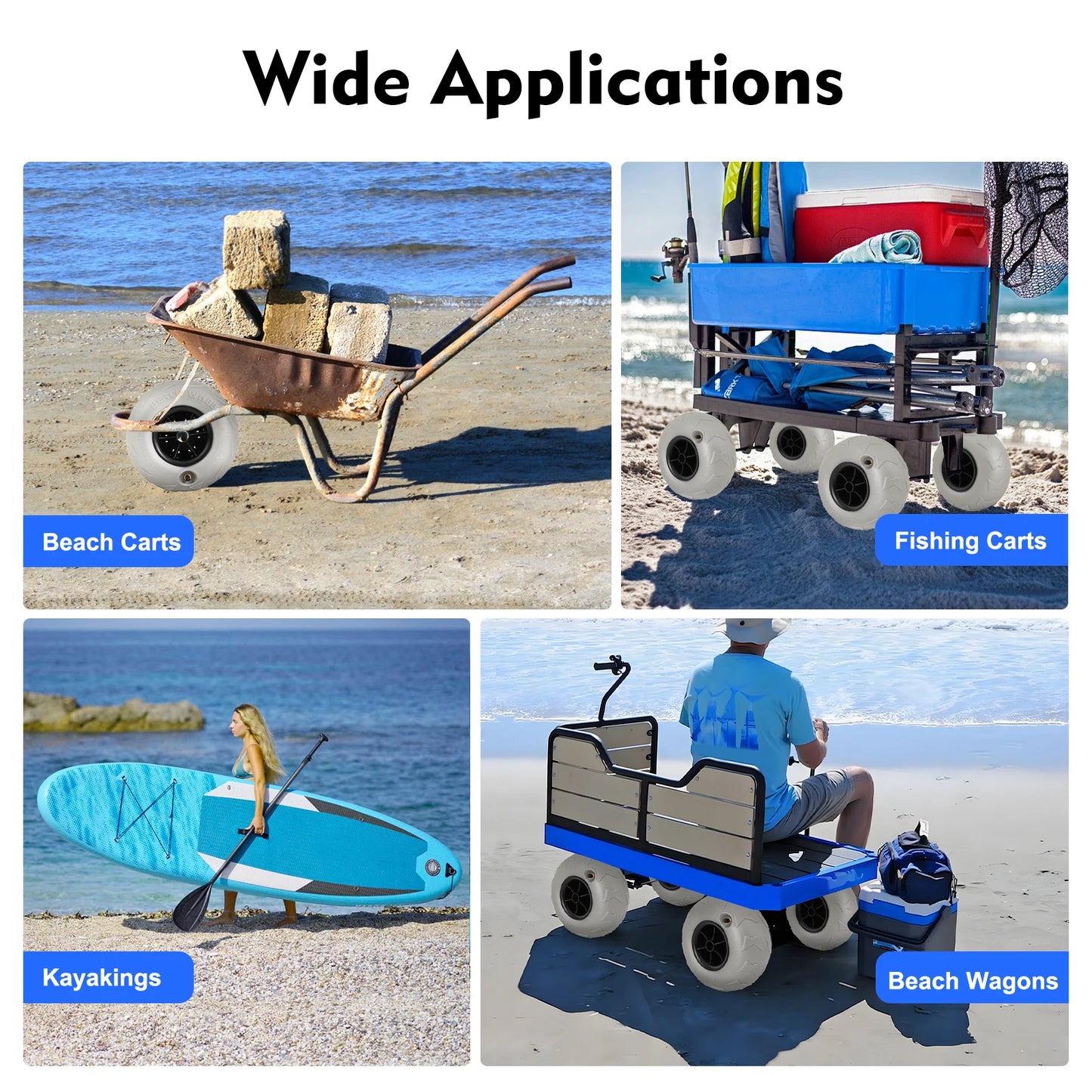 9 Inch Beach Cart Wheels Inflatable Replacement Balloon Tires