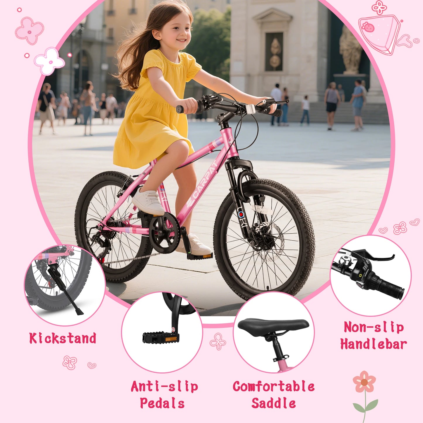 Equip your child for exciting outdoor adventures with the Ecarpat 20 Inch Kids Mountain Bike, built for safety, control, and growing confidence.