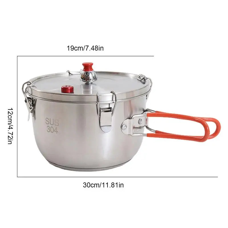 Camping Stainless Steel Pressure Cooker Pot Multi Function Stove Top