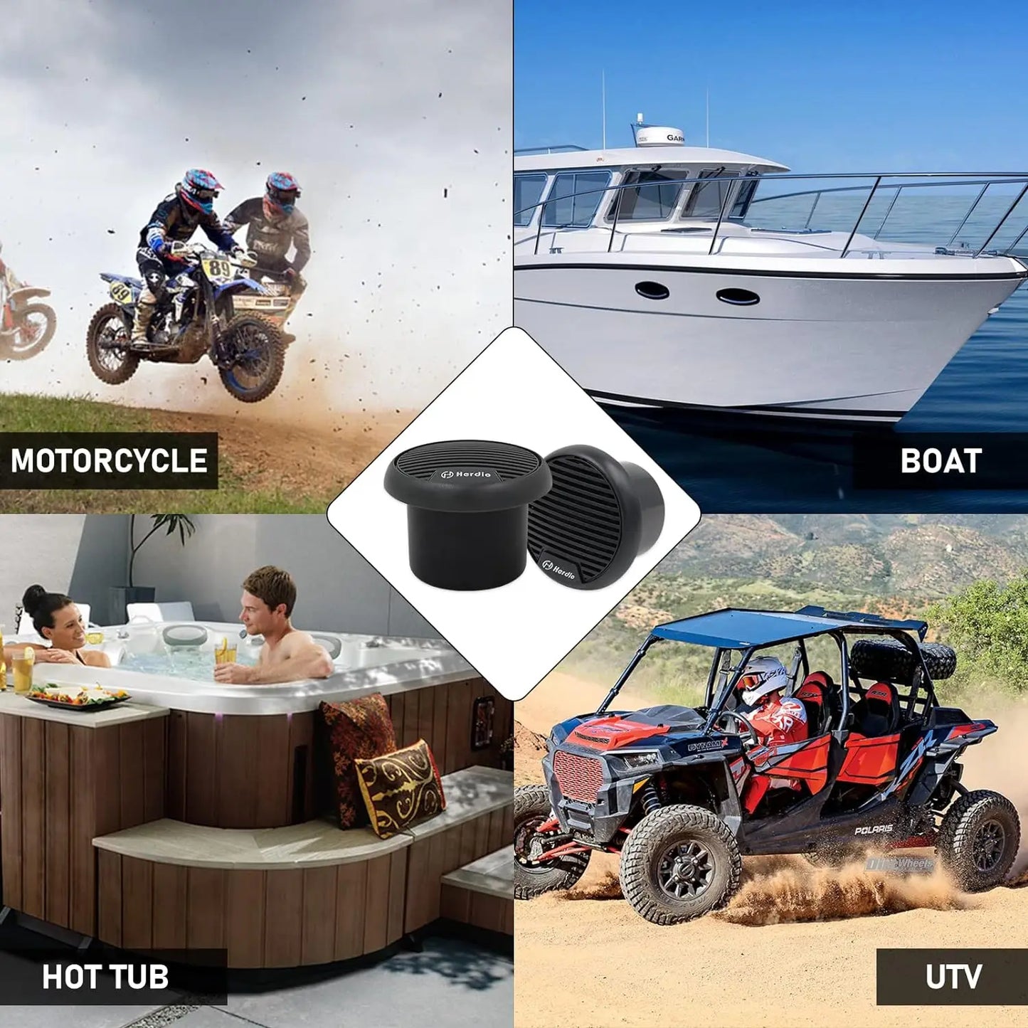 Herdio 160W 3 Inch Marine Boat Waterproof Bluetooth Speaker For ATV UTV Outdoor