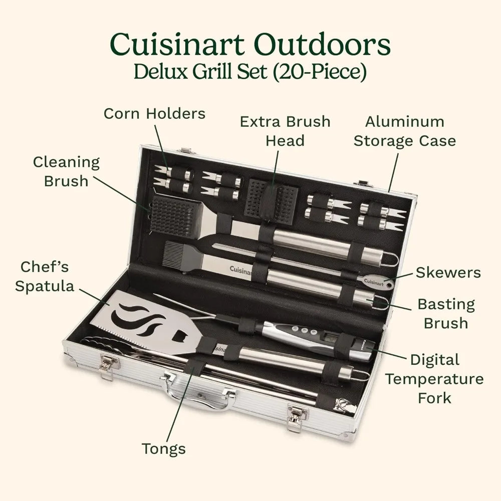 Elevate your outdoor cooking with a premium, 20-piece grill tool set that combines durable stainless steel, thoughtful design, and a rugged aluminum case for effortless organization, storage, and premium gifting potential.