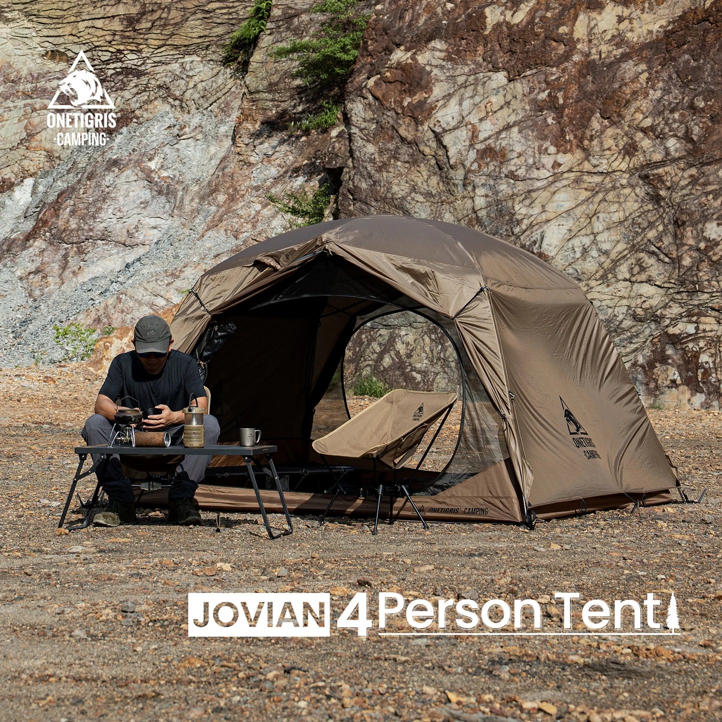 OneTigris Jovian Camping Tent 4 Person Dome Shelter Waterproof Floor