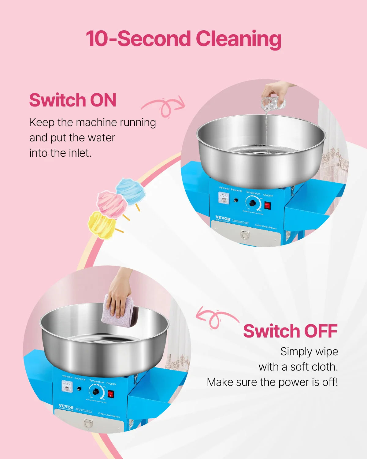 Turn your events into sweet memories with the SucceBuy cotton candy machine.