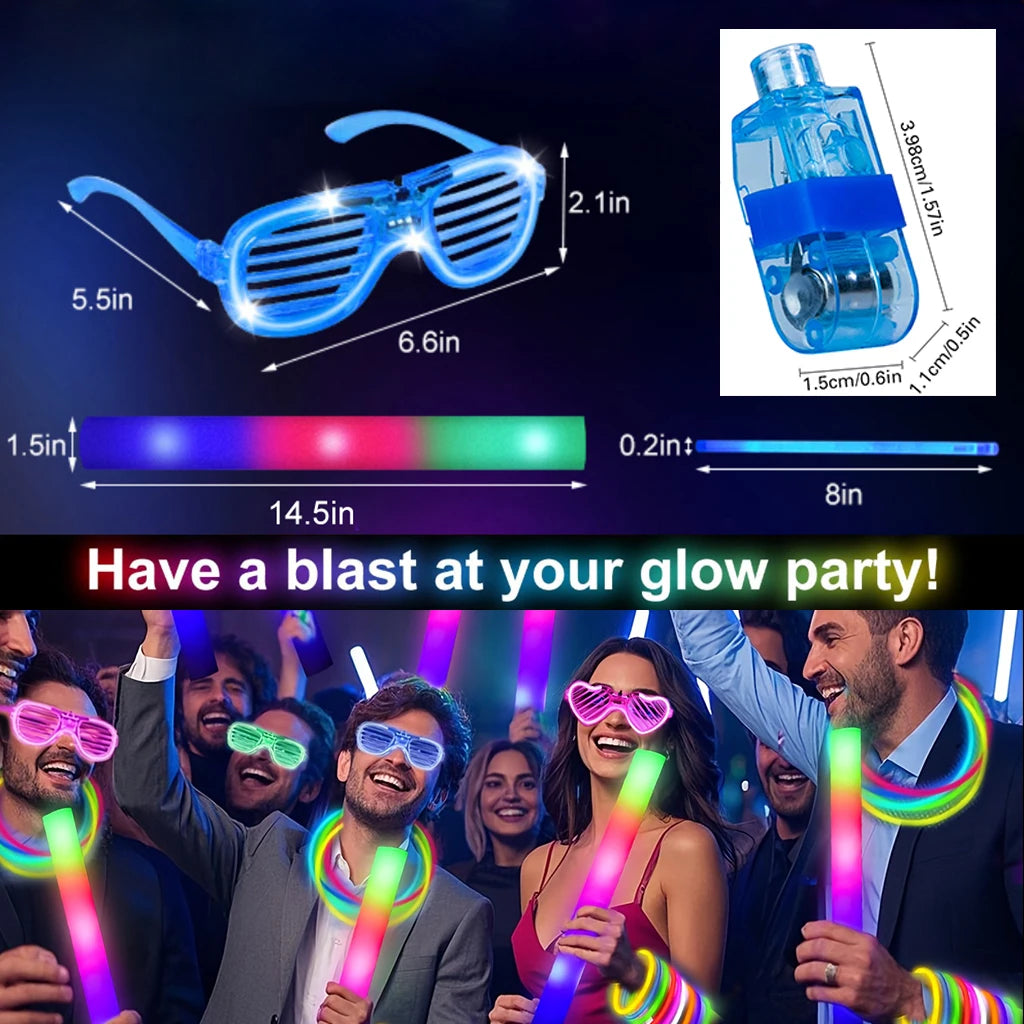 168Pcs Glow Party Kit With LED Glasses And Glow Sticks For Weddings