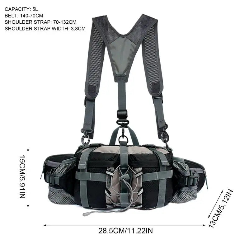 Hiking Waist Bag With 2 Bottle Holders Outdoor Waist Pack Waterproof