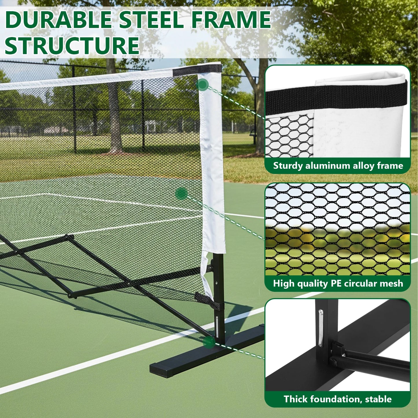 APWIKOGER Retractable Pickleball Net Durable Portable Indoor Outdoor