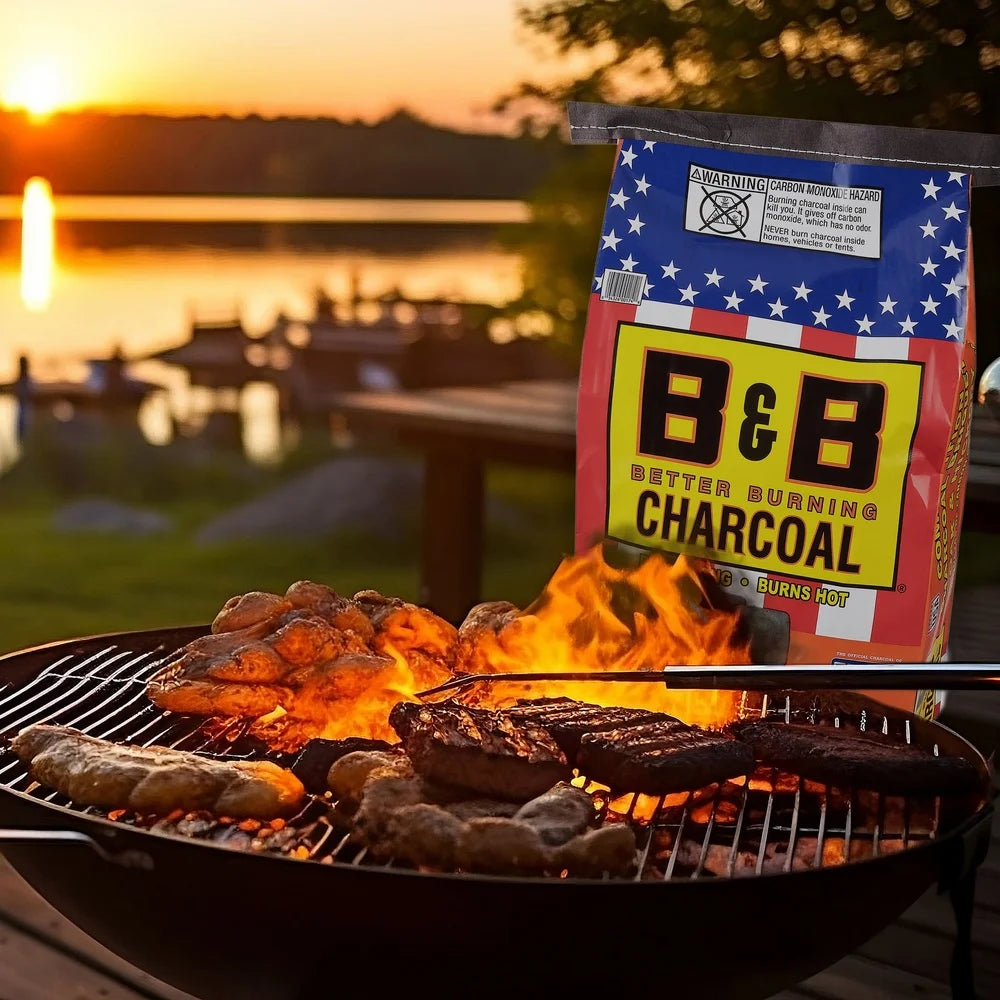 Oak Charcoal Briquets 17.6 Lb Long Burn Smoky Flavor for Grilling No Additives