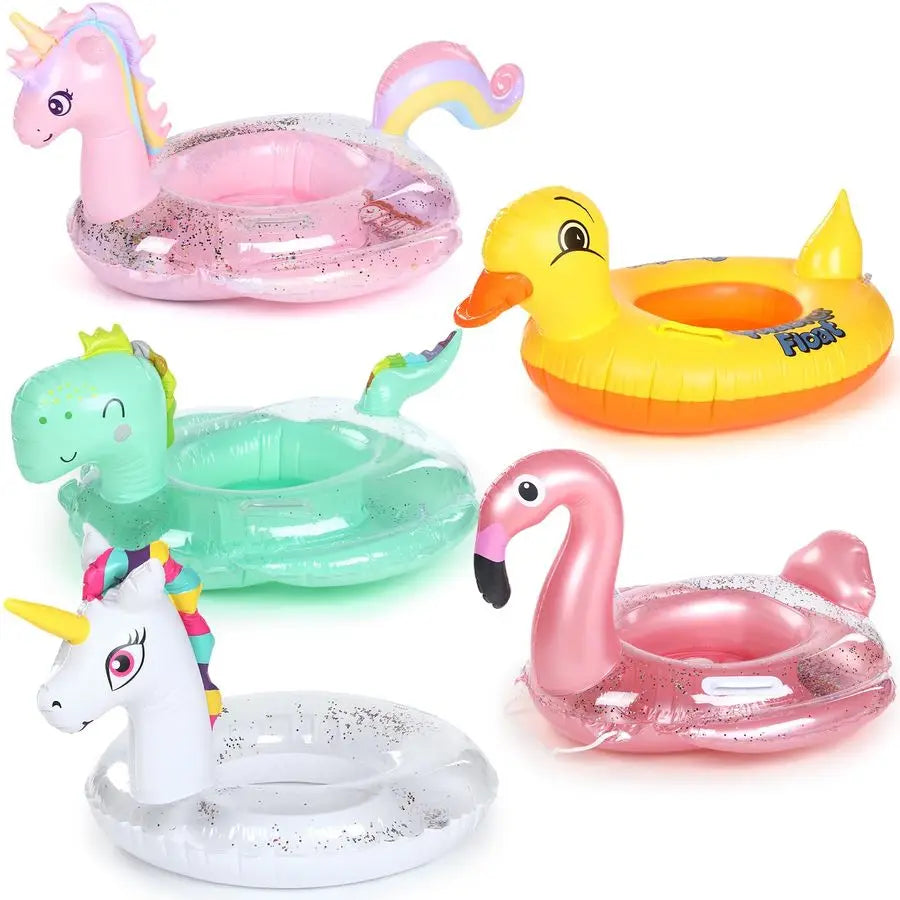 Dive into summer fun with this playful five piece set of inflatable pool floats for sunny days.
