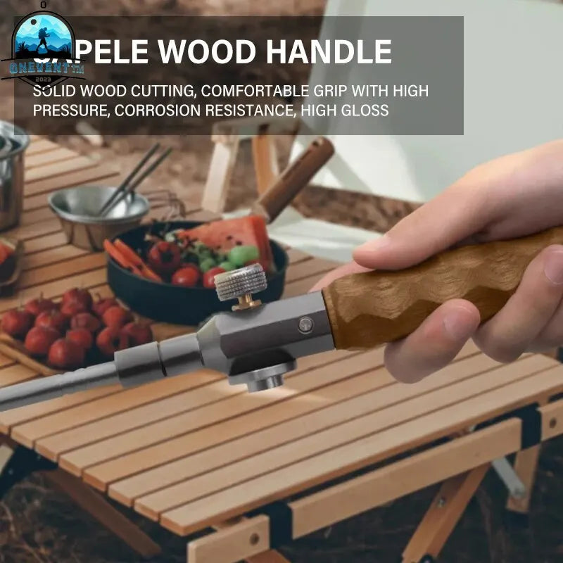 Wood Handle Removable Three Stage Gas Burner Gun for Outdoor Camping BBQ