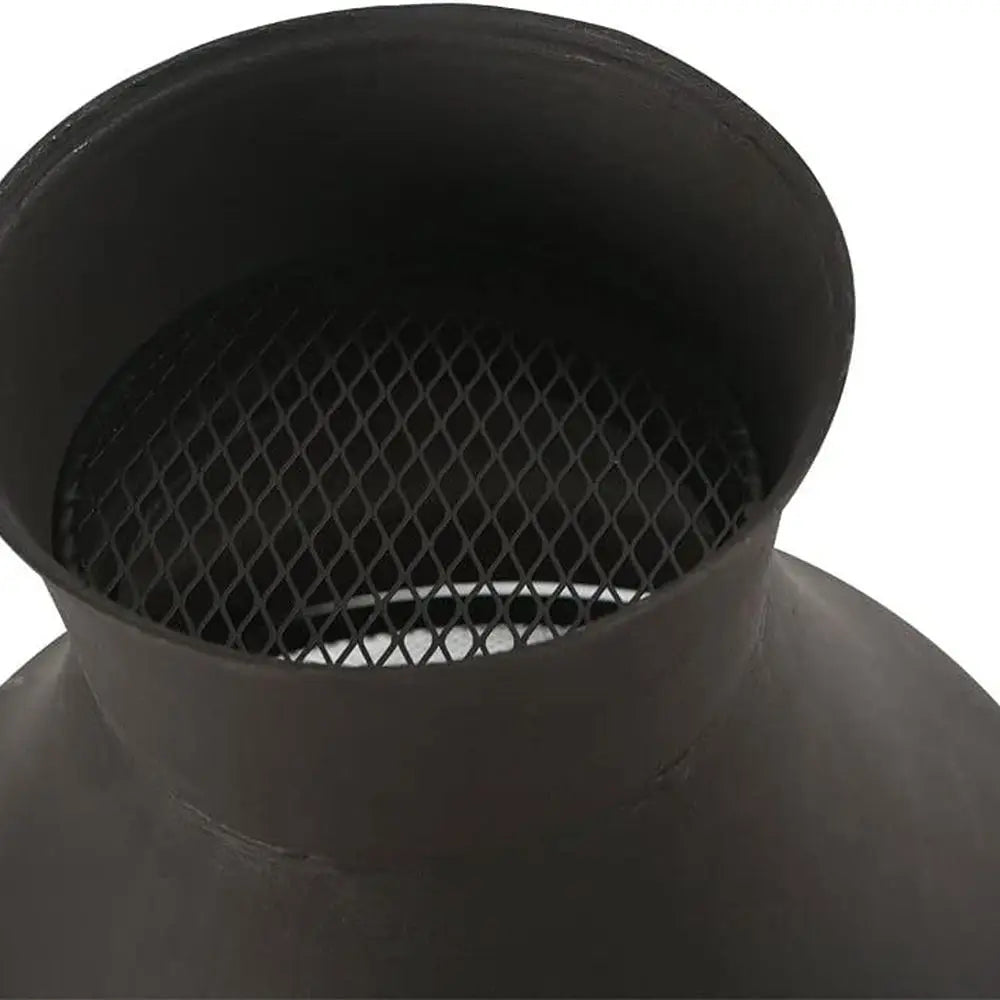 Outdoor Wooden Chiminea Fire Pit Brown Black Round Backyard