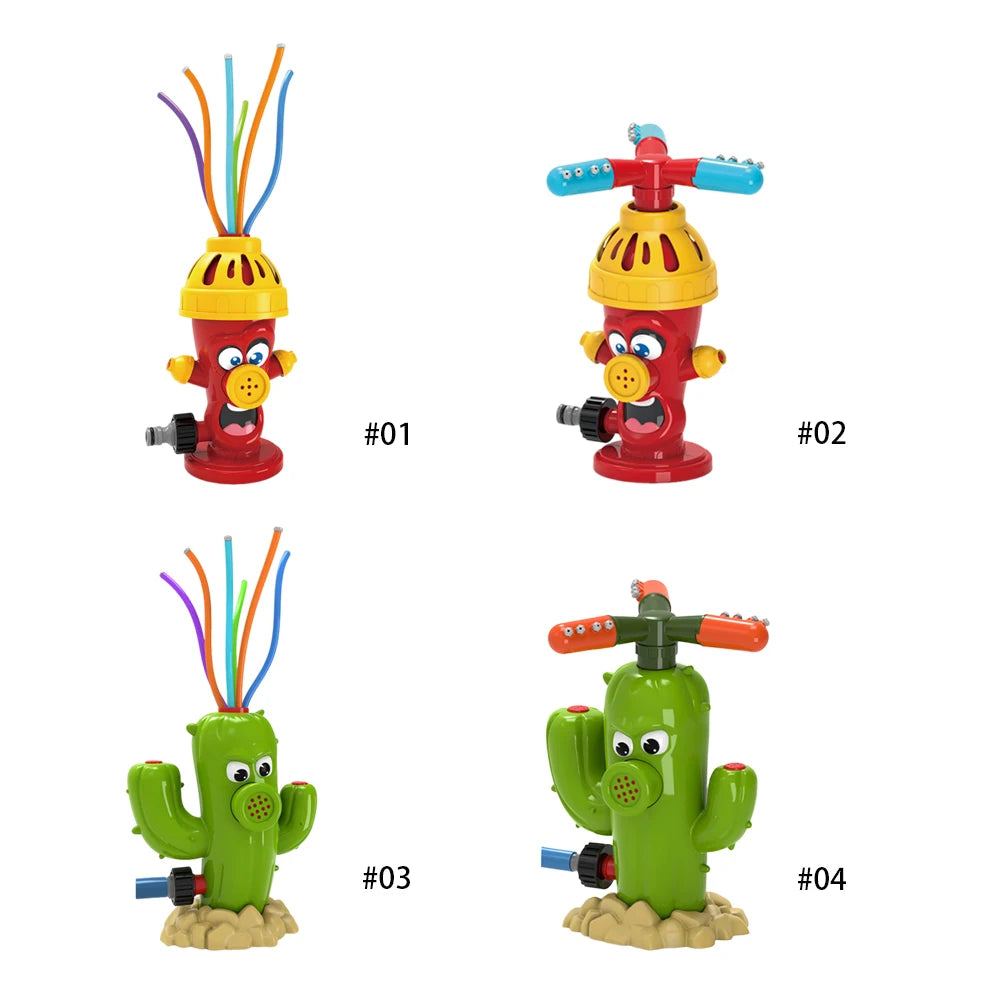 Fire Hydrant Cactus Sprinkler Toy Spinning Rotating Sprinkler For Backyard