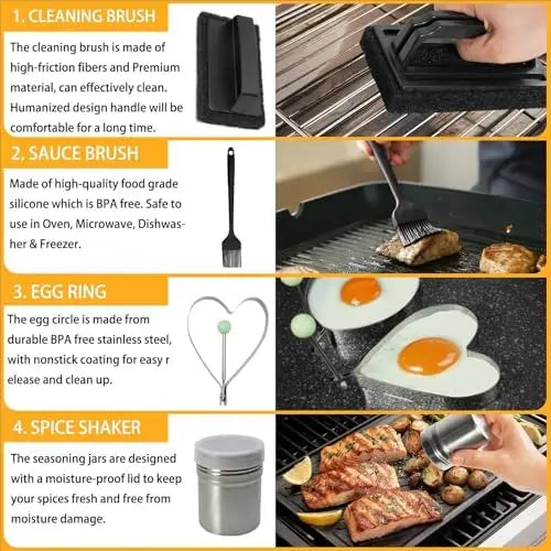 From YTYIN, this 150-piece griddle accessories kit equips your Blackstone or Camp Chef setup with professional-grade tools, ensuring confident control and consistent results at every cookout.