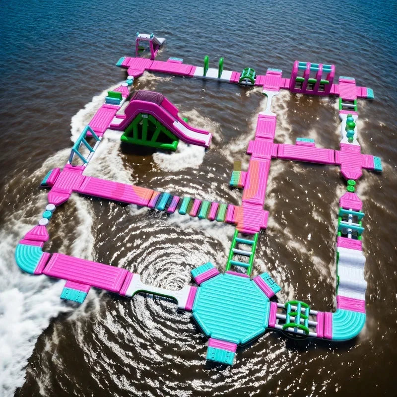 Inflatable Obstacle Course For Lake Water Park Outdoor Fun