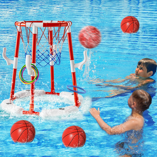 Floating Pool Basketball Hoop Game With 4 Balls For Outdoor Indoor Water Play