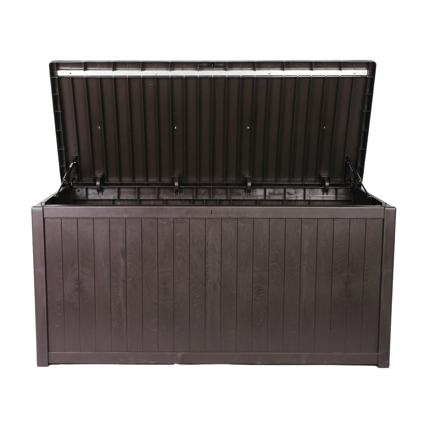 Lockable Waterproof Deck Box UV Resistant Outdoor Storage Organizer Wood Grain