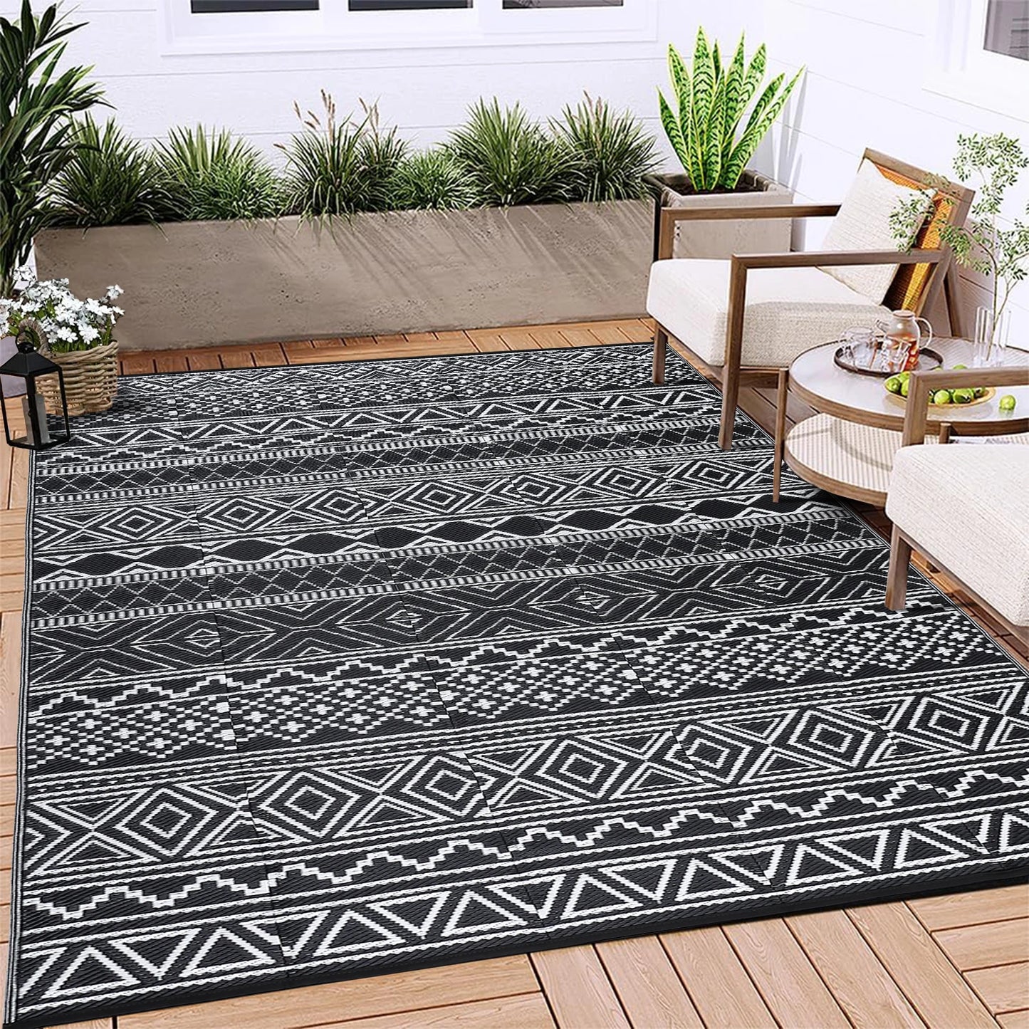 Upgrade your outdoor space with Studyset's weatherproof rug that brings boho charm, vibrant color, and practical durability to any patio, deck, or campsite, enduring sun, rain, and everyday use with easy care.
