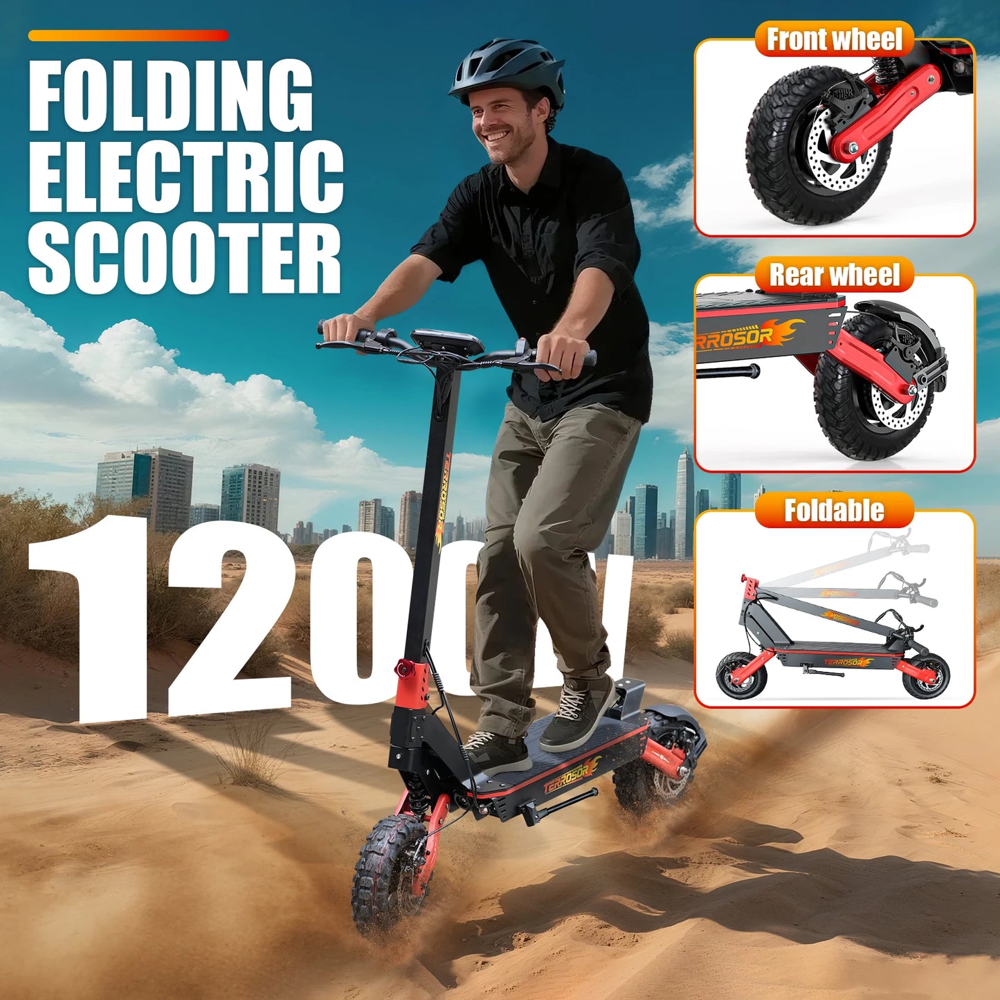 LELEKUAIC 1200W Electric Scooter For Adults 28 MPH Top Speed Off Road