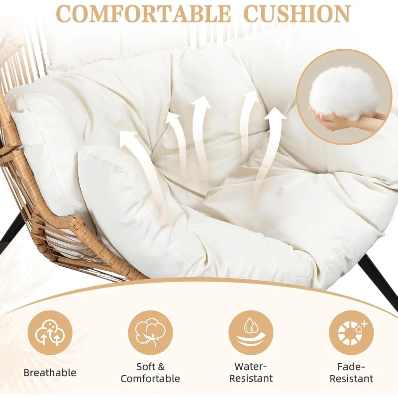 Transform your outdoor space with this plush PE rattan egg chair that blends style and comfort.