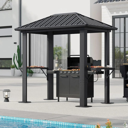 Grill Hardtop Gazebo 5 By 8 Feet Outdoor Metal Pavilion With Galvanized Roof