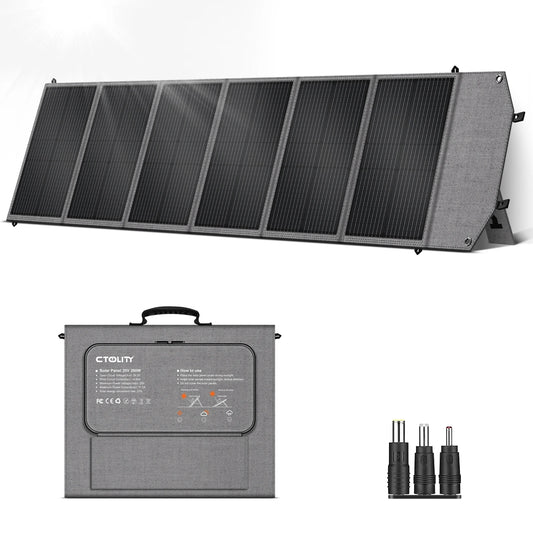 CTOLITY 200W Foldable Solar Panel USB Type C Port Portable Camping Charger