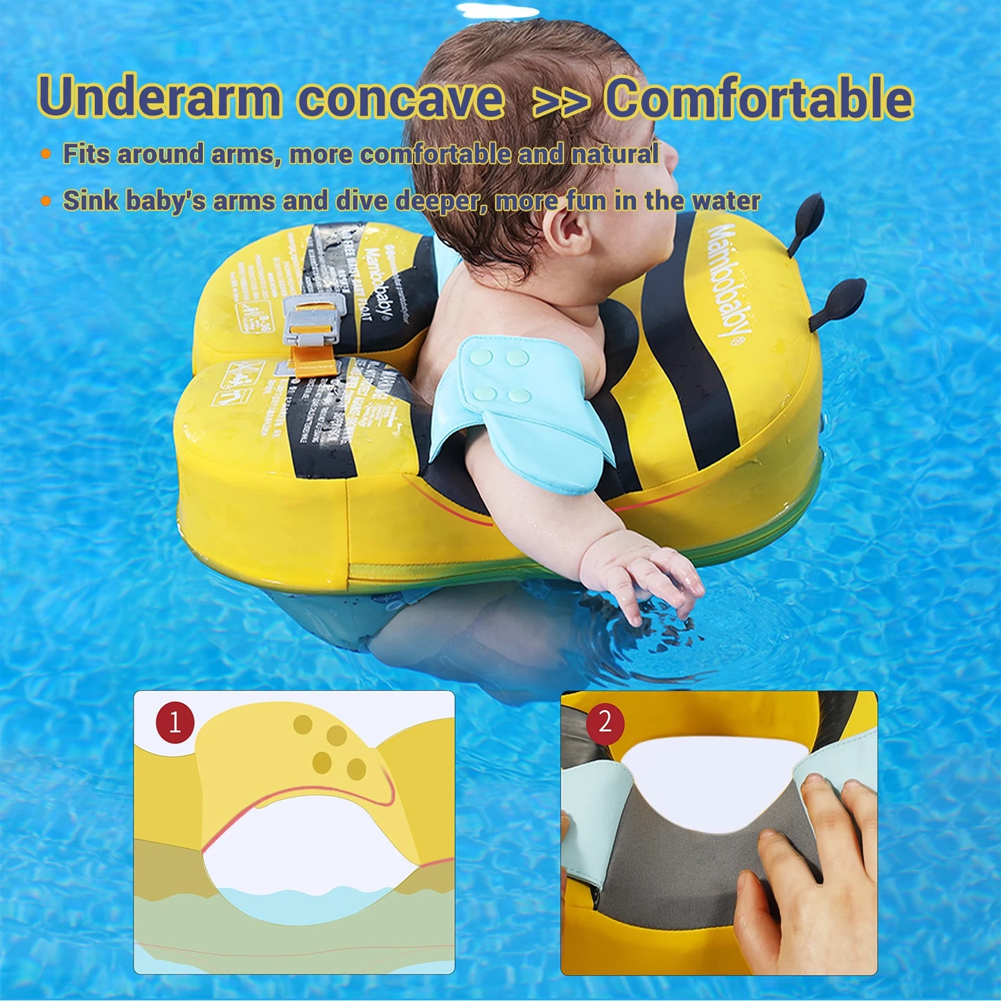 Mambobaby Baby Float With Crotch Strap Sunshade Solid Core 0 To 7 Years