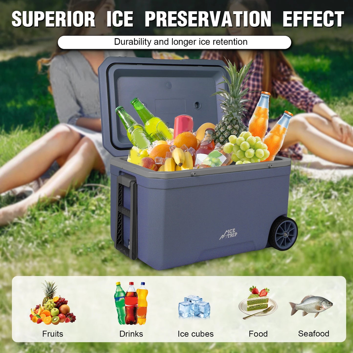 APWIKOGER 70L Portable Car Wheel Insulated Cooler Box For Beach Picnic