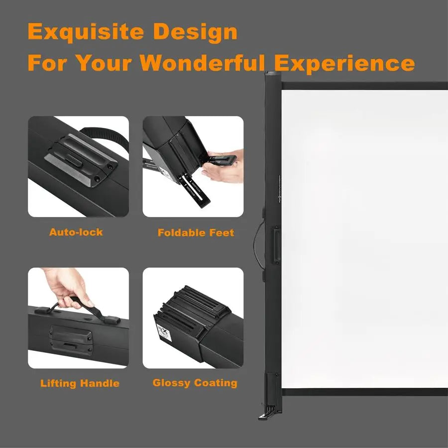 XMSJ 50 Inch Outdoor Projector Screen With Stand Retractable 1.2 Gain