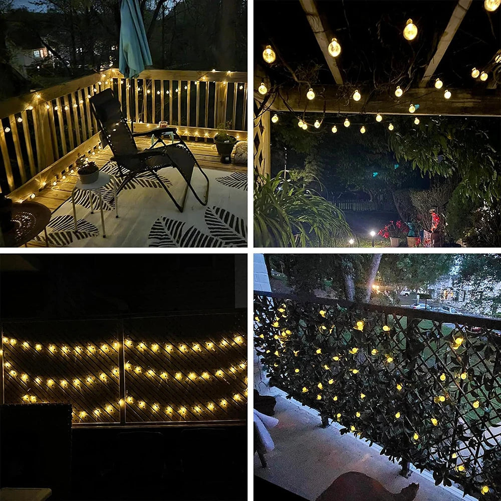 Illuminate your outdoor spaces with the enchanting glow of WELPUR Solar Bubble Ball String Lights.