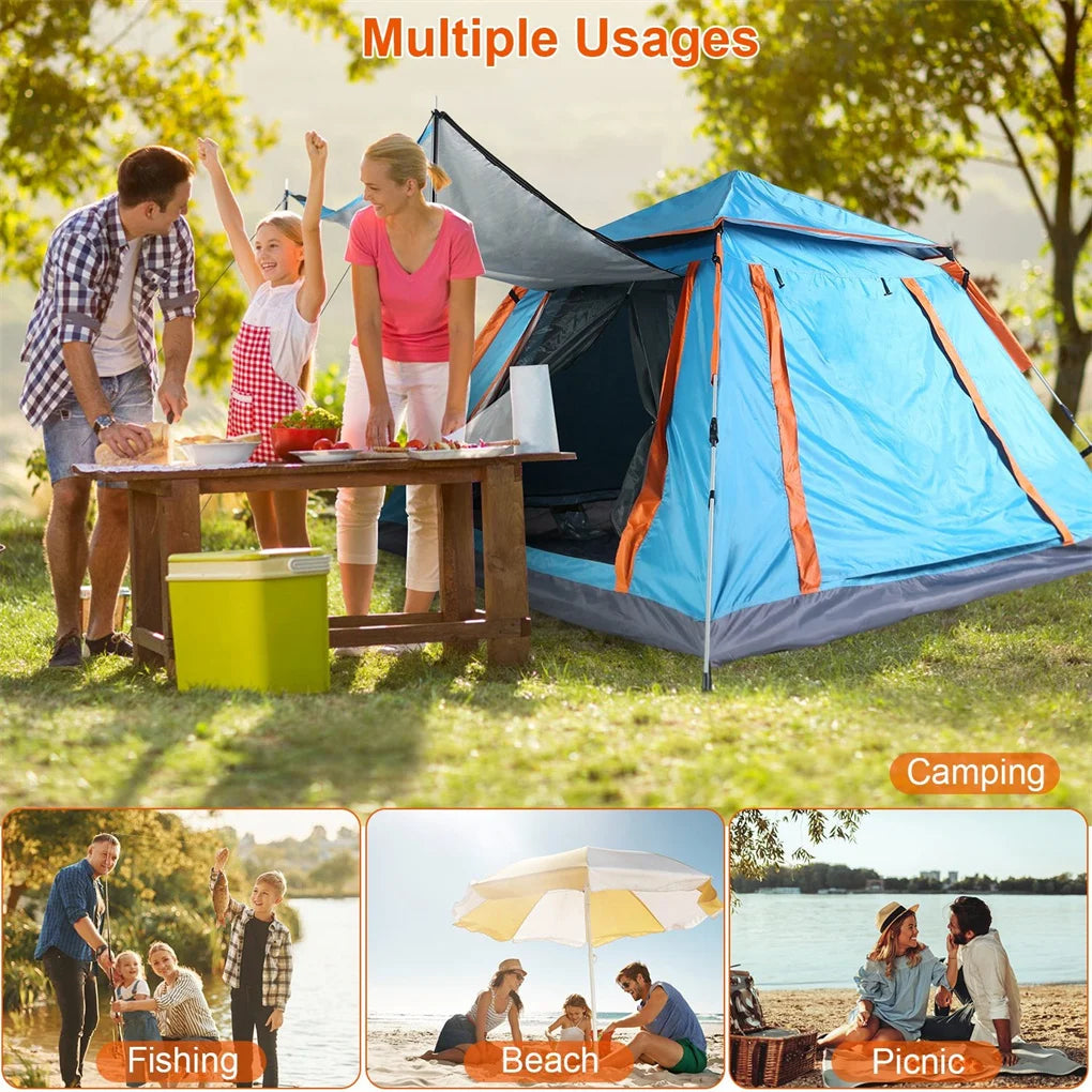 4 To 5 Person Pop Up Camping Tent Instant Setup With Mosquito Net Windows