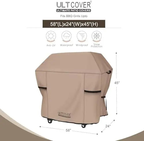 Protect your grill with confidence with this YTYIN 58 inch waterproof cover designed for 3 to 5 burner grills, and it resists UV fading to keep your investment looking like new.