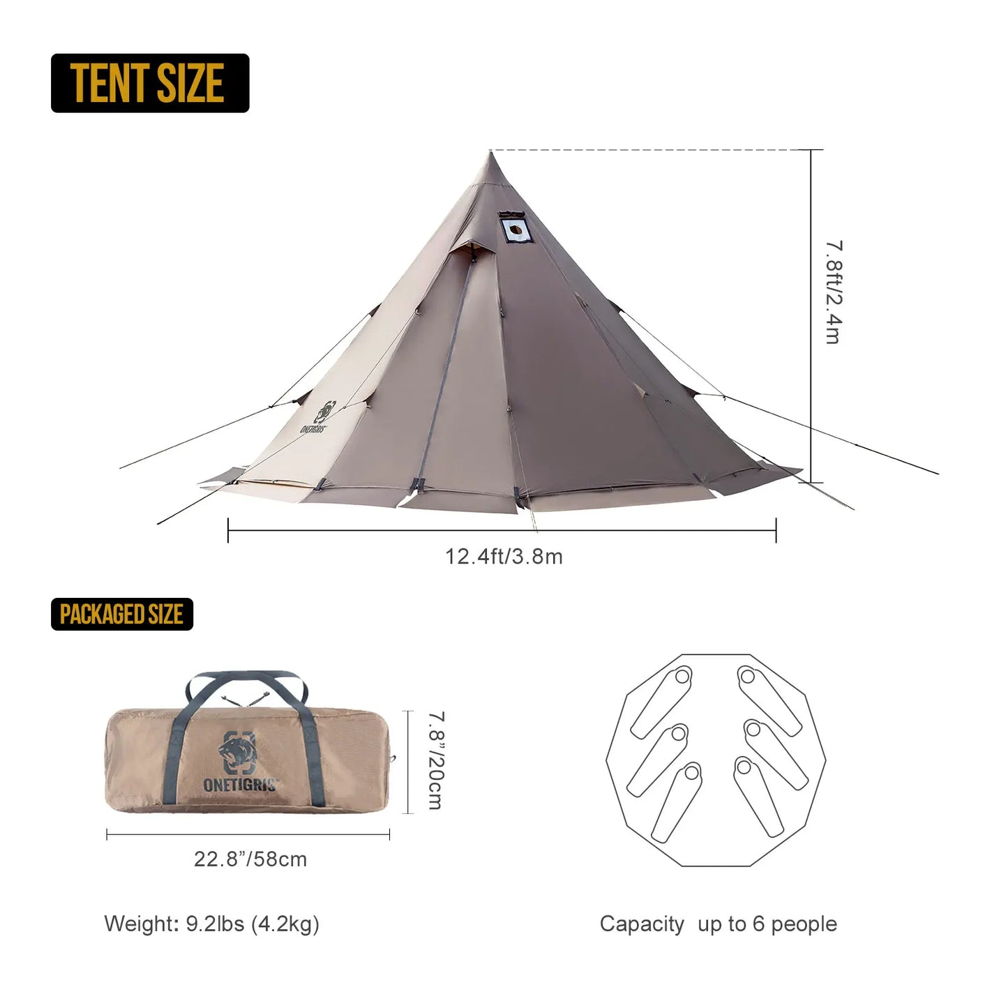 Experience rugged comfort in any season with the ONETIGRIS Rock Fortress Hot Tent, designed for camping, backpacking, fishing, and hiking.