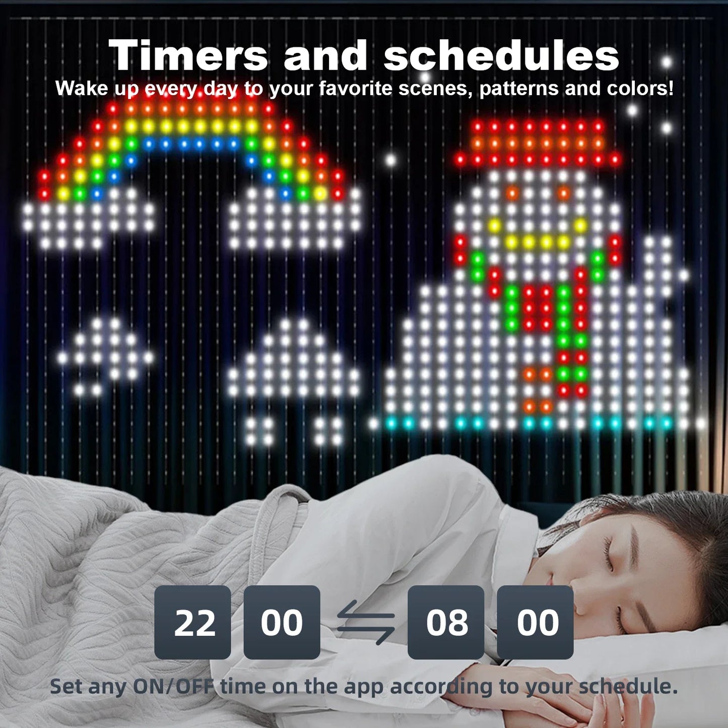 GCTECHING 400 LED Smart Curtain Lights With App Remote Control Music Sync