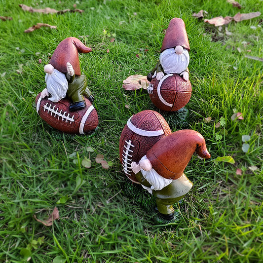 Rugby Gnome Statue Resin Decoration For Indoor Outdoor Garden Table Super Bowl
