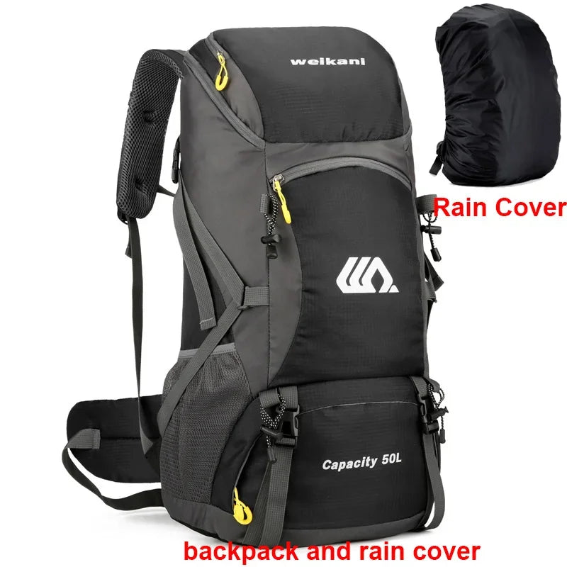 50L Travel Backpack For Outdoor Hiking Camping Nylon Waterproof Rucksack