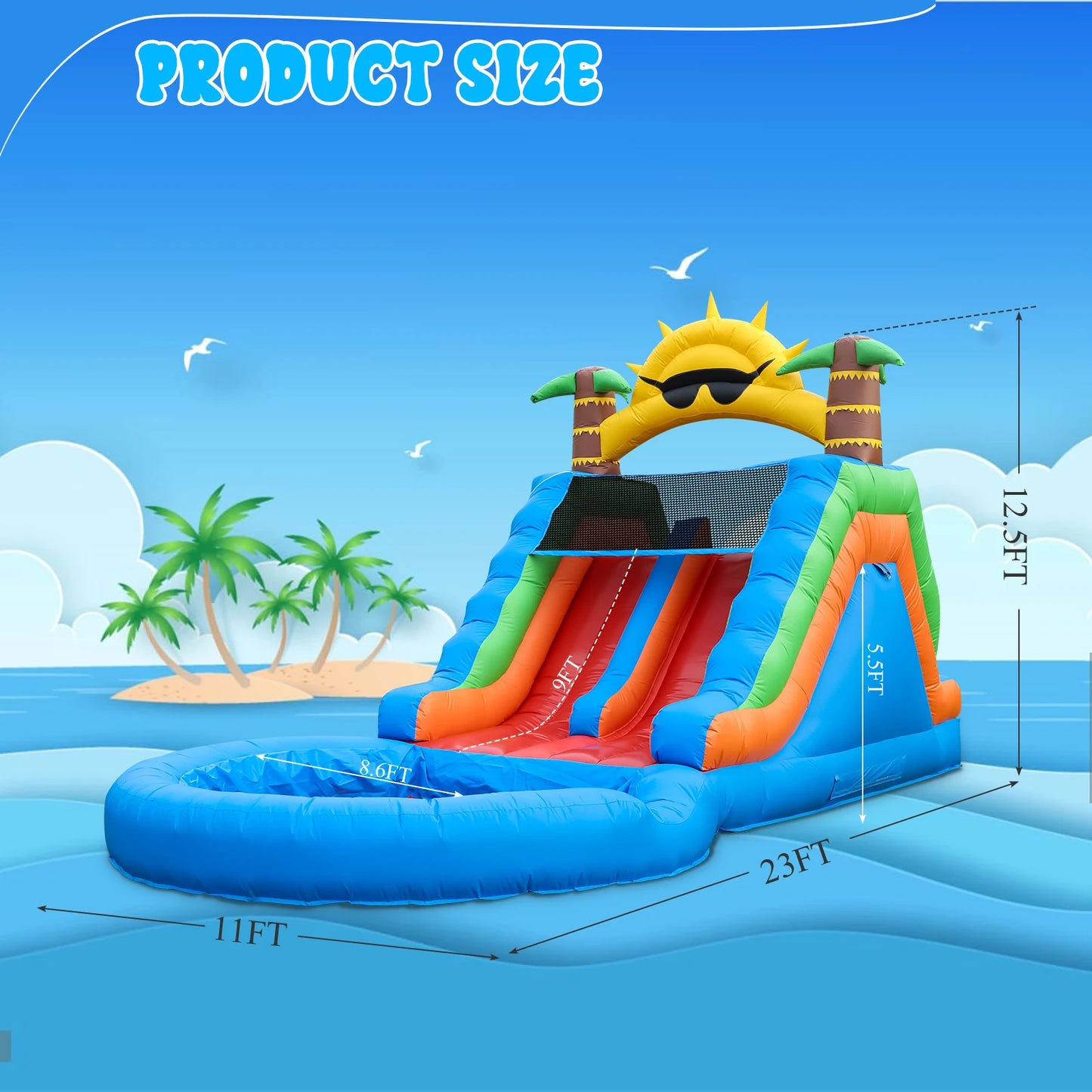 King Inflatable Water Slide With 1100W Blower Commercial PVC Bounce House