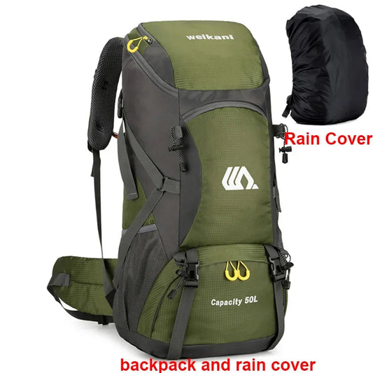 50L Travel Backpack For Outdoor Hiking Camping Nylon Waterproof Rucksack