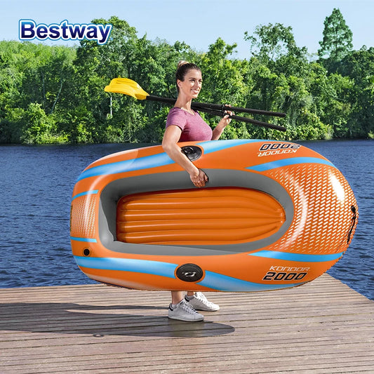Bestway 61142 2 Person Heavy Duty Inflatable Kayak PVC Raft Boat
