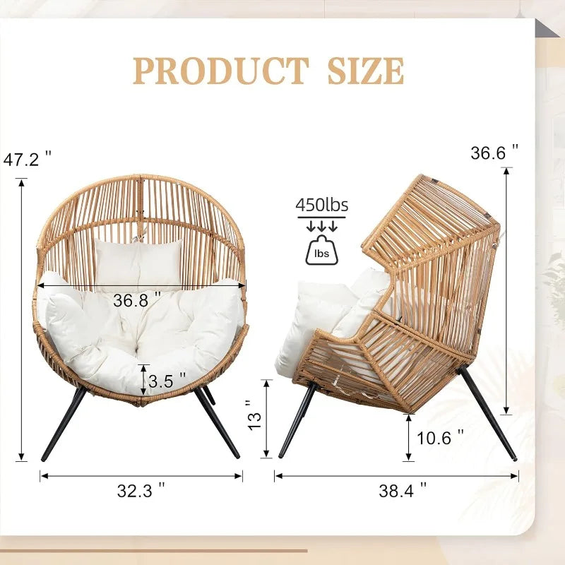 Transform your outdoor space with this plush PE rattan egg chair that blends style and comfort.