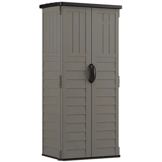 Suncast 22 Cubic Feet Vertical Outdoor Storage Shed With Lockable Doors Stoney