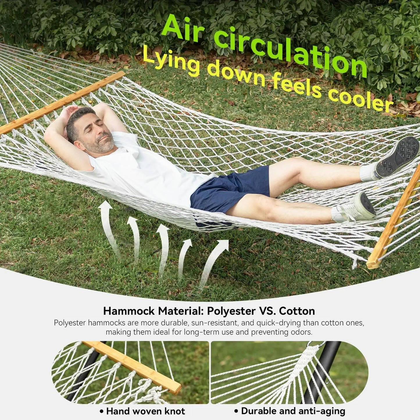Escape to effortless comfort with this handwoven double hammock built for two.