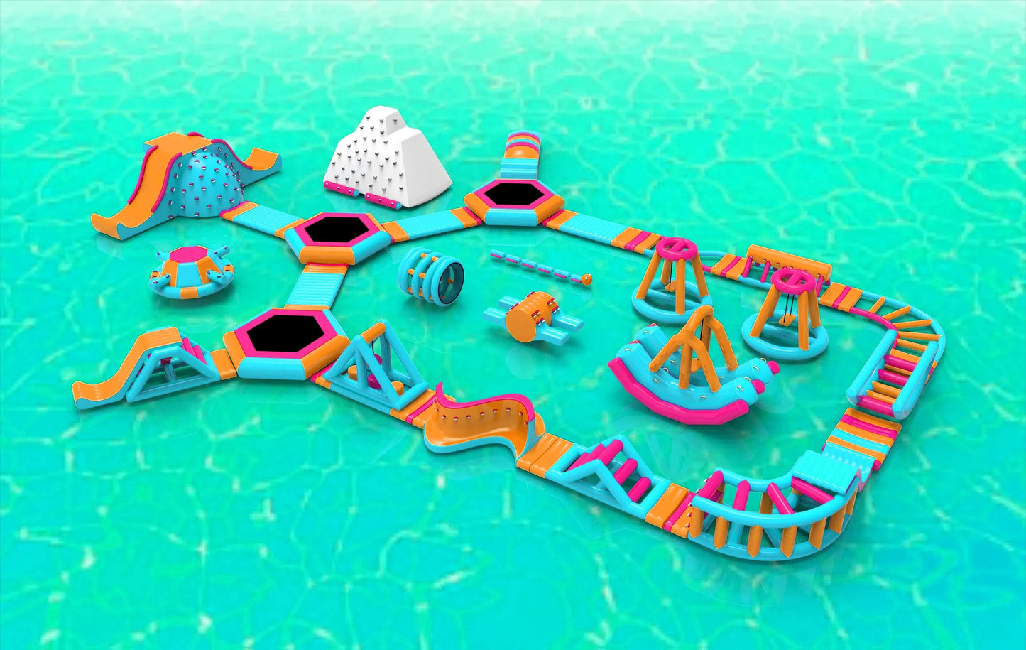 Inflatable Obstacle Course For Lake Water Park Outdoor Fun