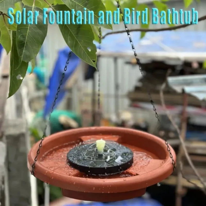 Enhance your outdoor space with a solar powered bird fountain that also serves as a convenient feeder and decorative water feature.
