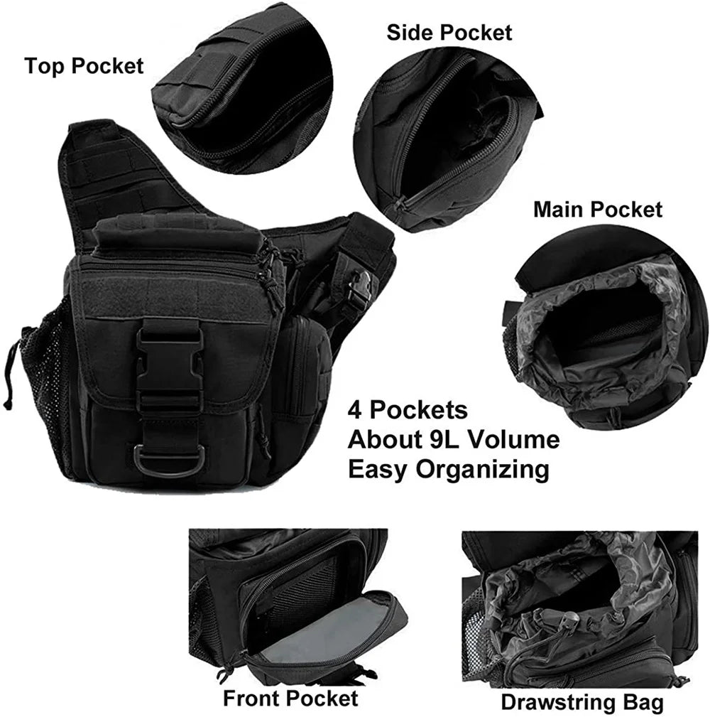 Outdoor Tactical Shoulder Bag Sling Pack Molle Pouch Nylon